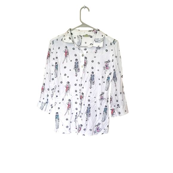 Dolcezza Size Small S Fashion Woman Button Up 3/4 Sleeve Top Soft Viscose - Picture 1 of 10